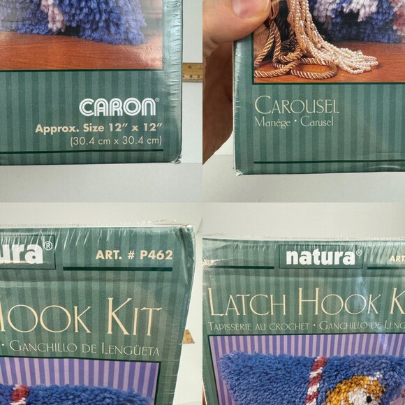 Sealed Vtg White Carousel Horse Latch Hook Kit Natura Caron 12 in x 12 in READ - Picture 4 of 14